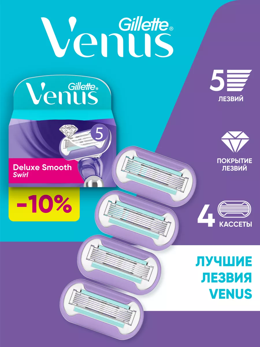 Кассеты для бритья женские сменные с 5 лезвиями Swirl 4 шт VENUS 2703025  купить за 1 799 ₽ в интернет-магазине Wildberries