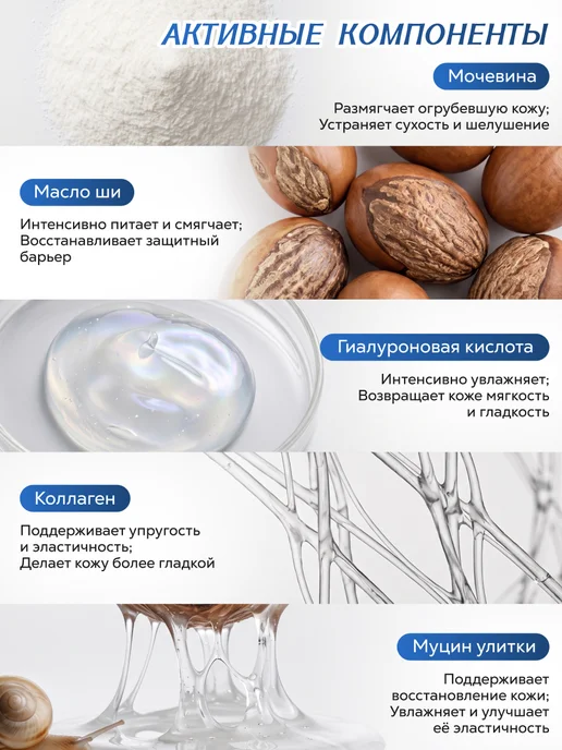 Petitfee Увлажняющая маска носочки для ног с мочевиной Корея 1 пара, белый, фото 5