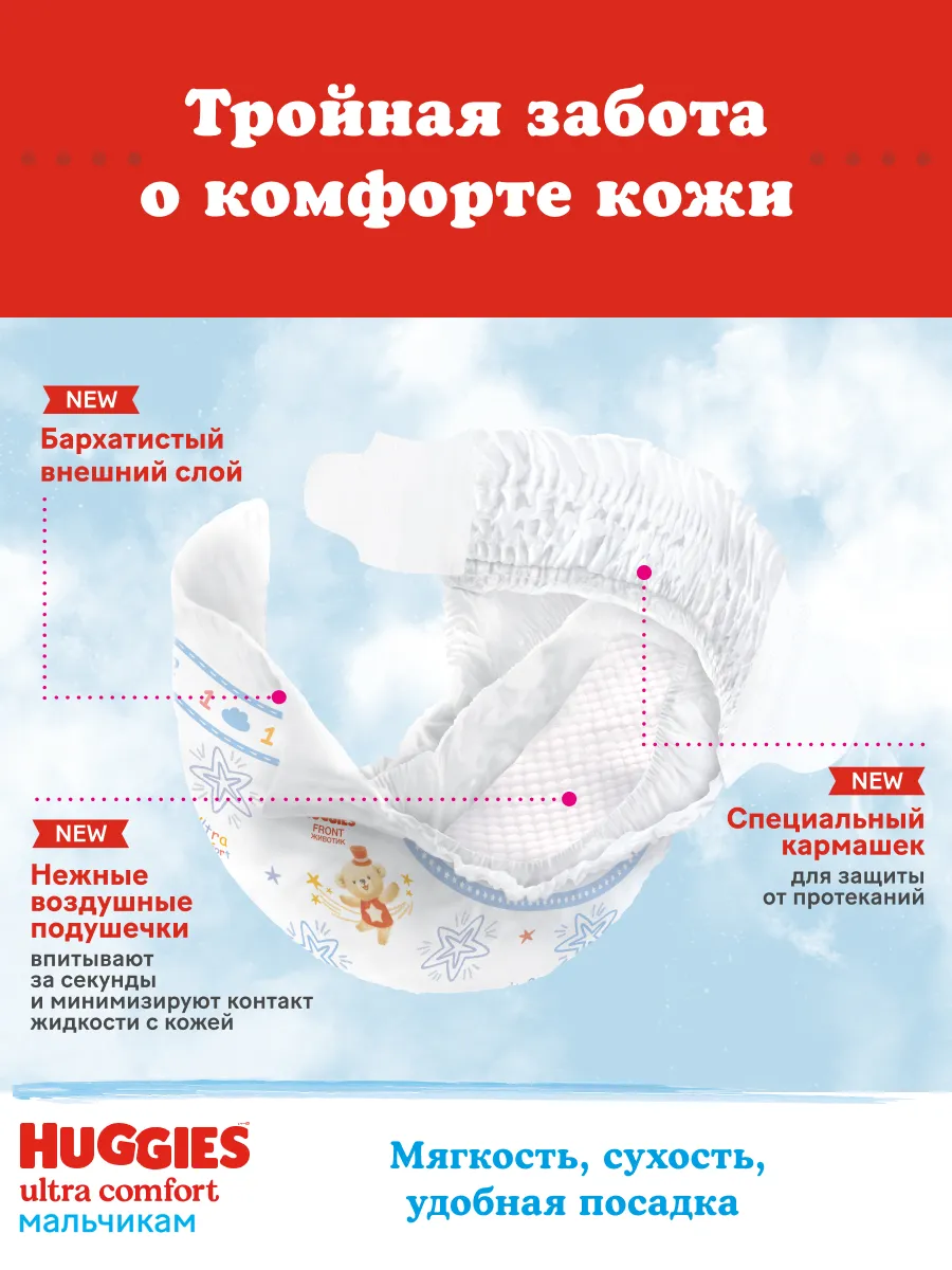 Подгузники Ultra Comfort 3 р 5-9 кг 94 шт HUGGIES 2907512 купить за 1 811 ₽  в интернет-магазине Wildberries