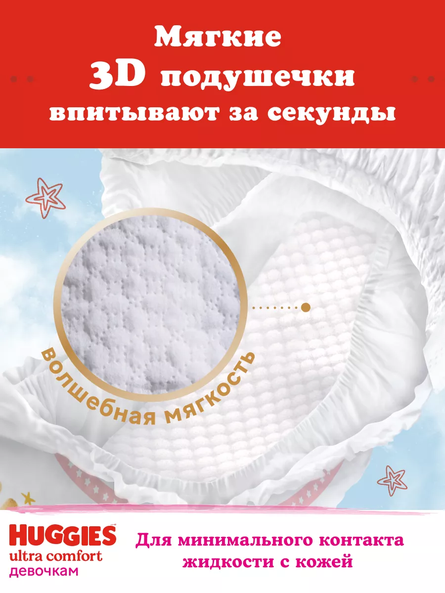 Подгузники Ultra Comfort 4 р 8-14 кг 66 шт HUGGIES 2907519 купить за 1 218  ₽ в интернет-магазине Wildberries