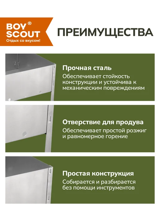 Boyscout Мангал для шашлыка складной, серый, фото 3