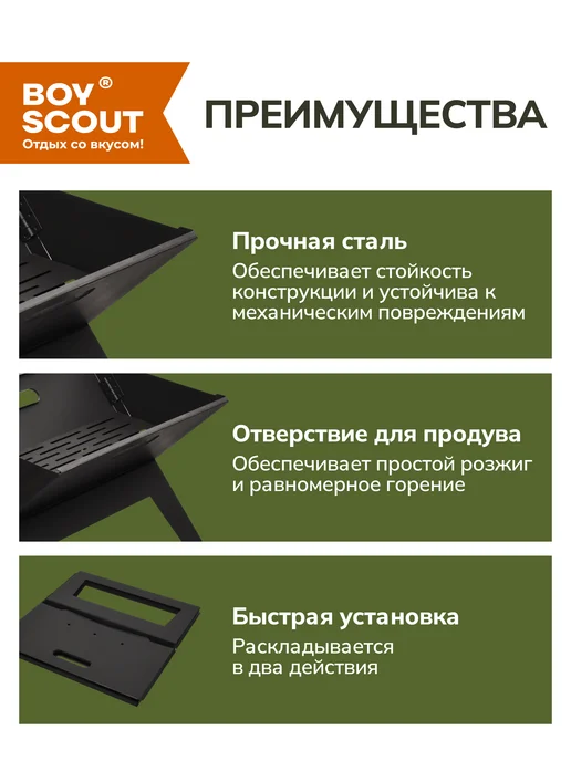 Boyscout Мангал складной многоразовый, черный, фото 3