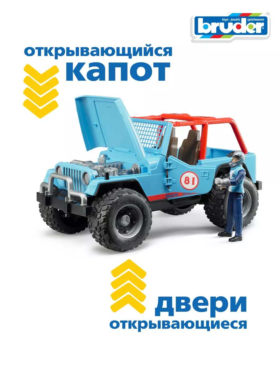 Внедорожник джип Jeep Cross Country Racer синий с гонщиком Bruder 2980806  купить за 2 321 ₽ в интернет-магазине Wildberries