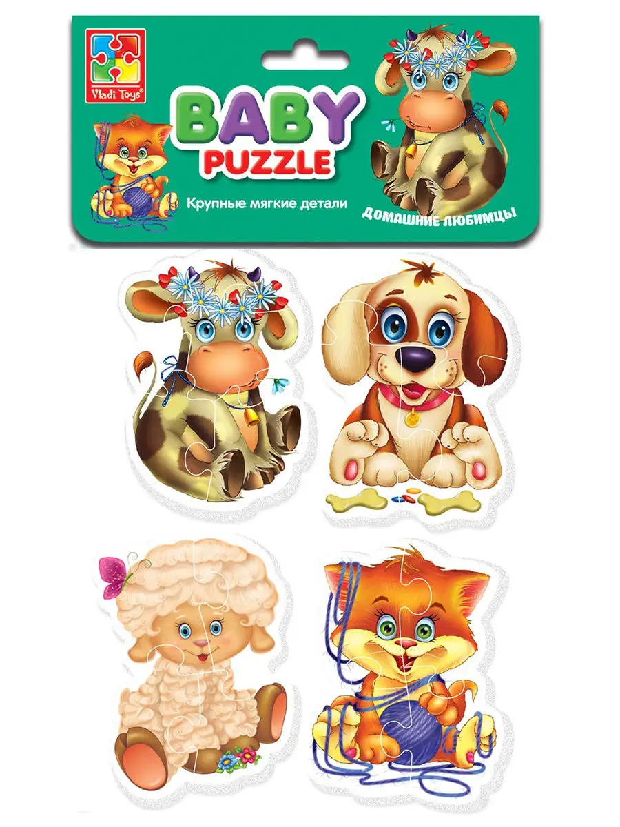 Набор крупные мягкие пазлы для малышей Животные Baby puzzle Vladi Toys  3041835 купить в интернет-магазине Wildberries