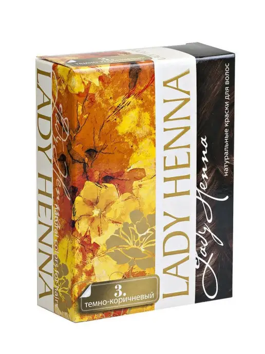 Lady Henna Краска для волос на основе хны Темно-коричневый, 6х10 г, 10 г