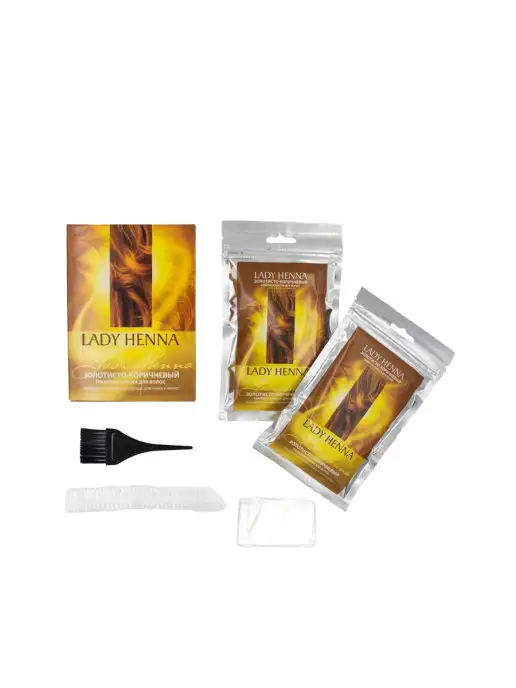 Lady Henna Краска для волос натуральная Золотисто-коричневая, 2х50 г, 2x50, фото 2