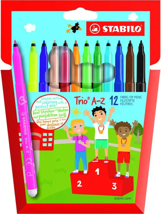 STABILO Фломастеры Trio A-Z трехгранные смываемые 12 цветов, 12 цв.