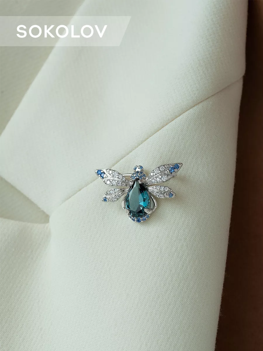 Серебряная брошь 925 проба
