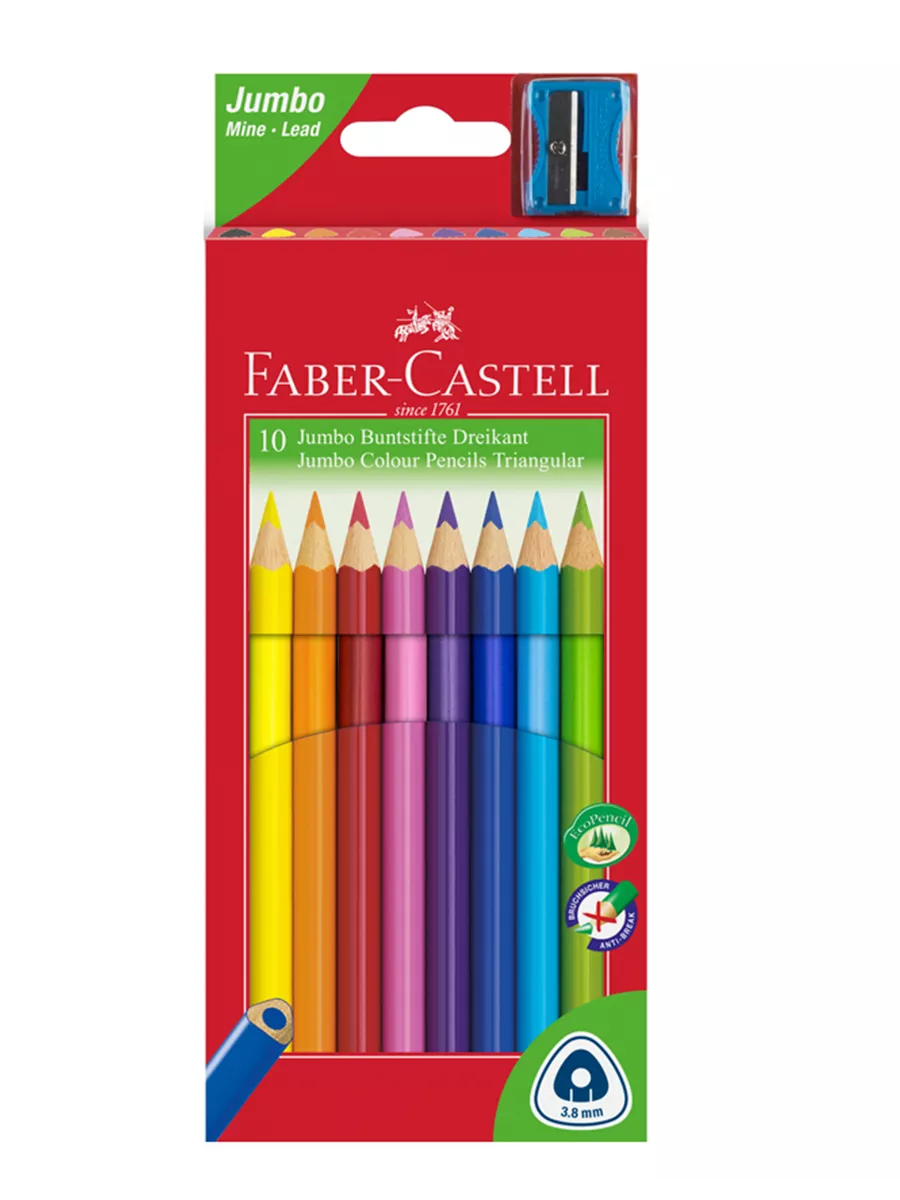 Карандаши для малышей цветные Jumbo 10 цв Faber-Castell 3544409 купить за  438 ₽ в интернет-магазине Wildberries