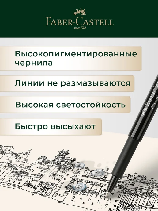 Faber-Castell Ручки капиллярные линеры черные Pitt Artist Pen 4шт, 4 шт, фото 3