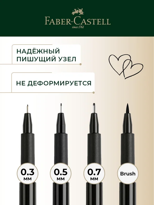 Faber-Castell Ручки капиллярные линеры черные Pitt Artist Pen 4шт, 4 шт, фото 4