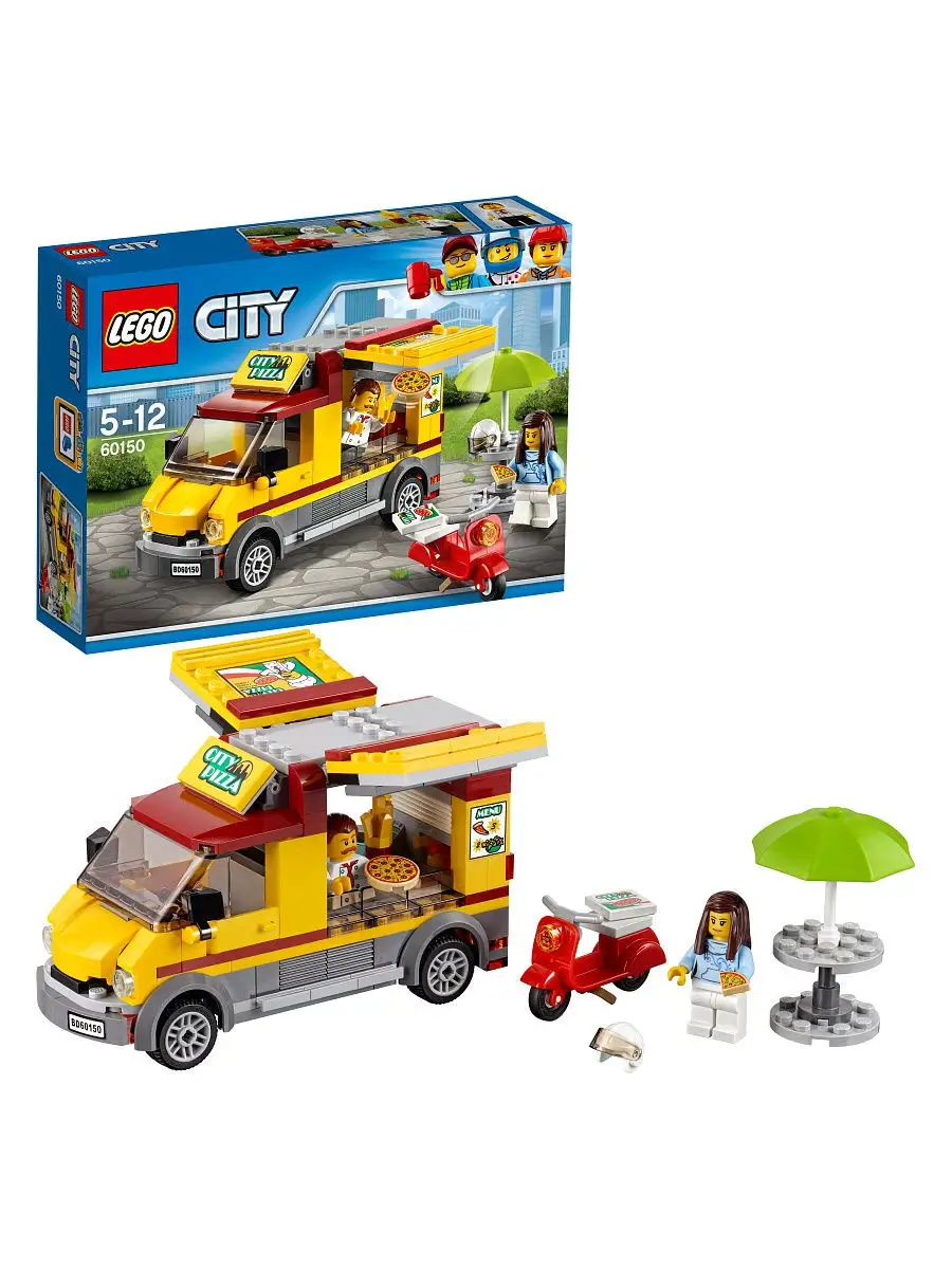 Конструктор LEGO City Great Vehicles 60150 Фургон-пиццерия LEGO 3577023  купить в интернет-магазине Wildberries