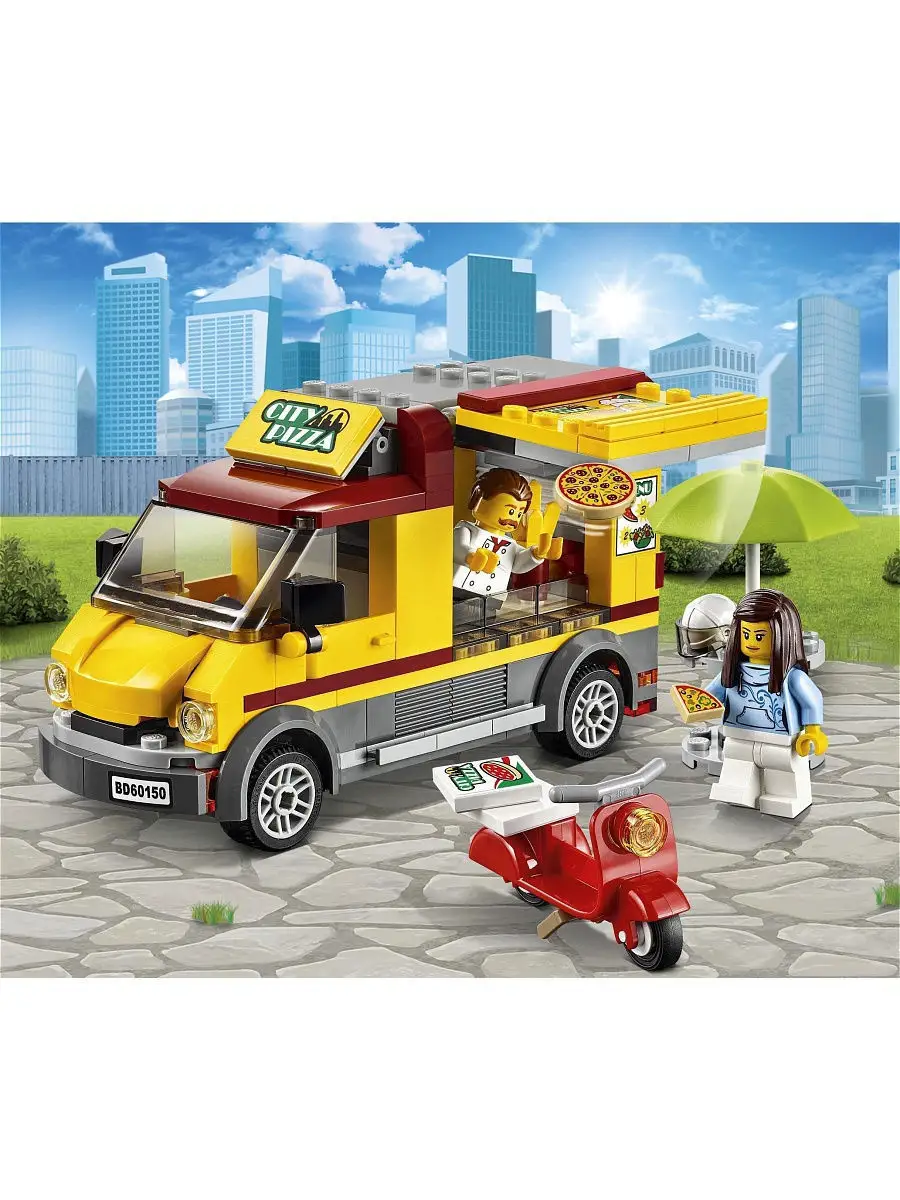 Конструктор LEGO City Great Vehicles 60150 Фургон-пиццерия LEGO 3577023  купить в интернет-магазине Wildberries