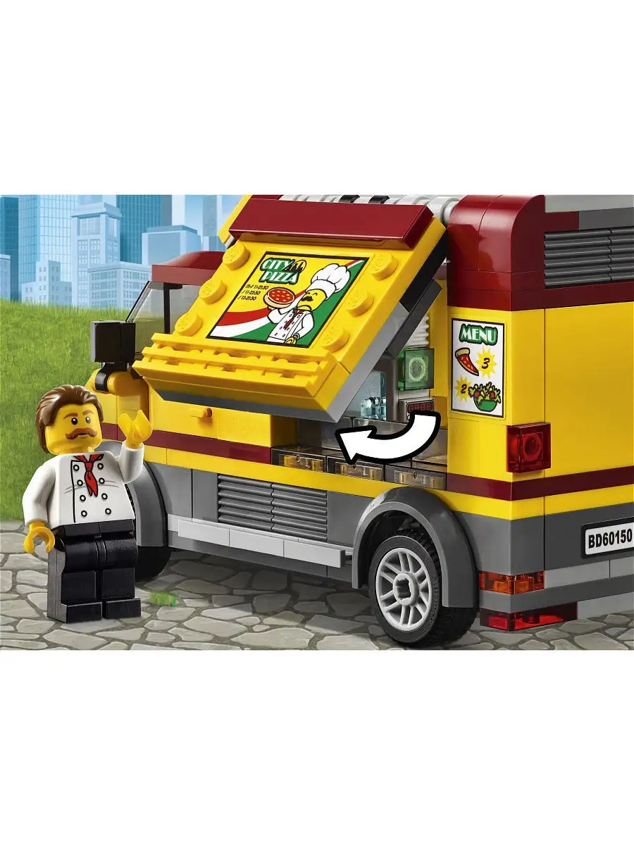 Конструктор LEGO City Great Vehicles 60150 Фургон-пиццерия LEGO 3577023  купить в интернет-магазине Wildberries