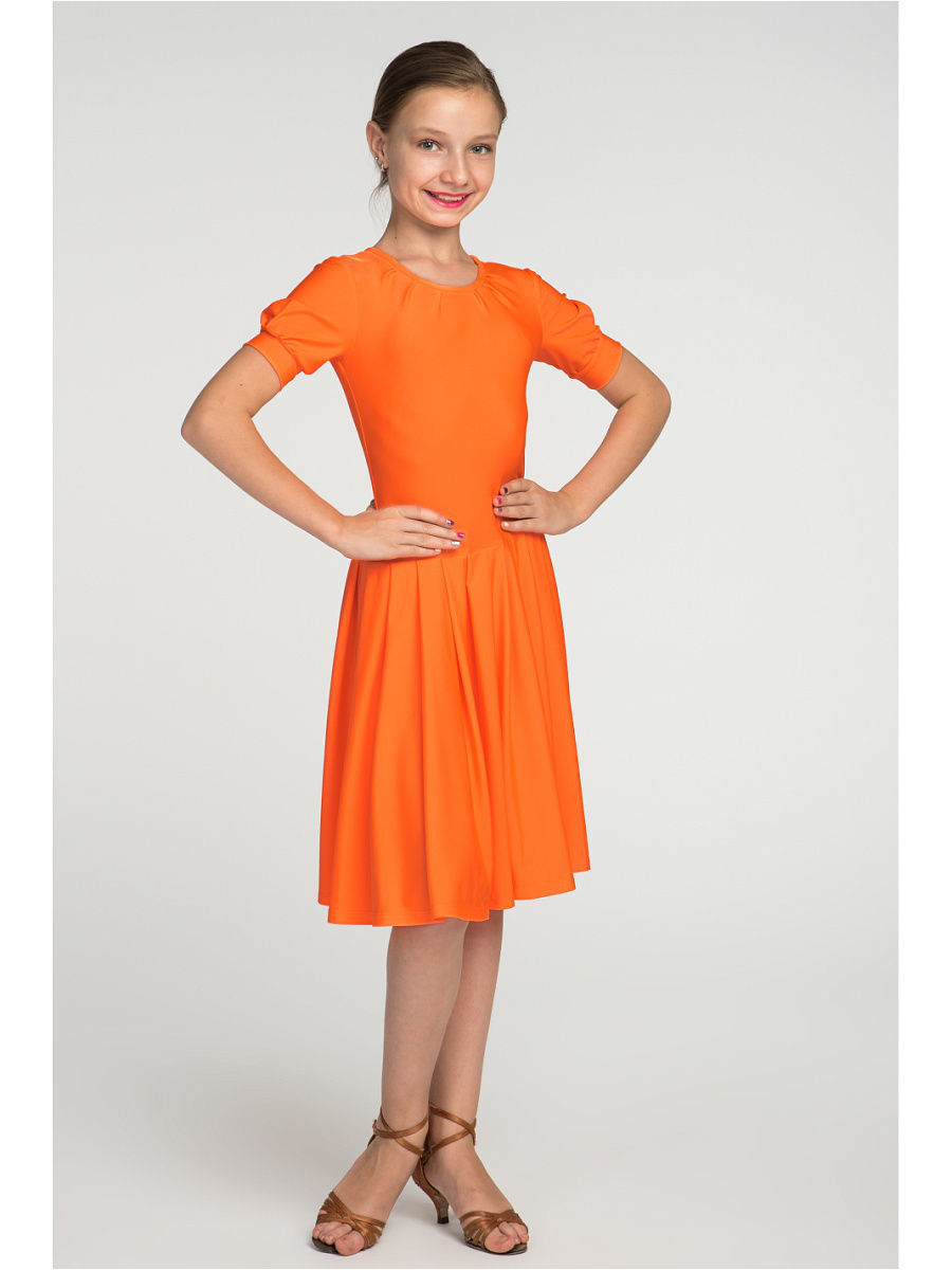Оранжевое платье для девочки 10 лет