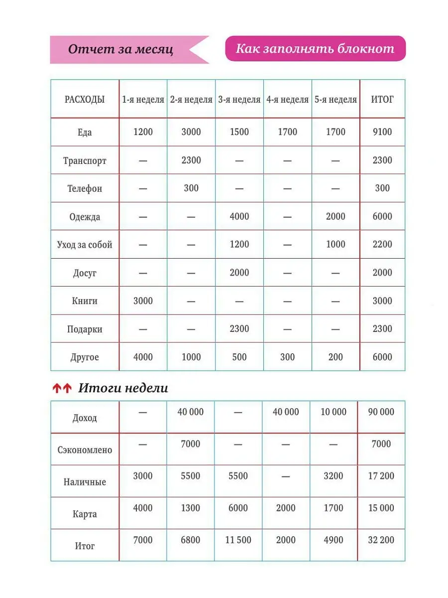 EXPENSES LOG - сменный блокнот для записной книжки, учет расходов