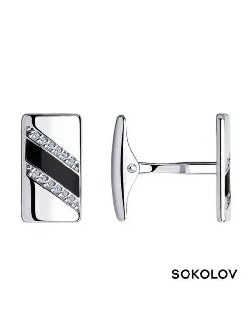 SOKOLOV Серебряные мужские запонки для рубашки 925 проба, серебристый, фото 2