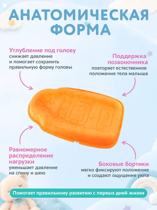 Teplokid Кокон для новорожденного гнездышко ортопедический для сна, оранжевый, фото 4