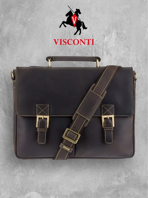 Visconti Real Leather Кожаный портфель 18716, коричневый