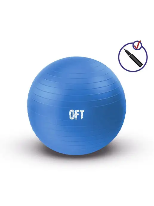 ORIGINAL FITTOOLS Фитбол 75 см спортивный мяч гимнастический с насосом, голубой, фото 2