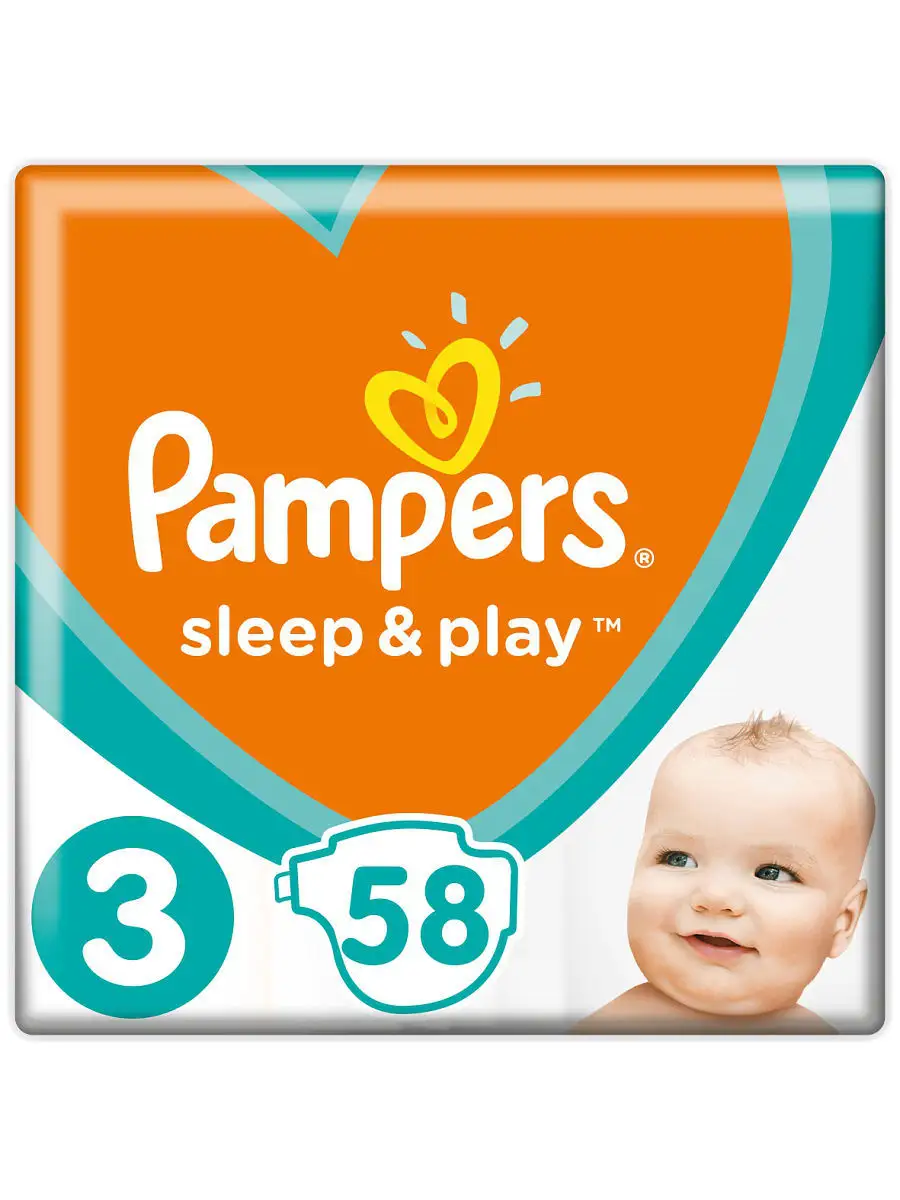 Подгузники Sleep & Play 6-10 кг, 3 размер, 58 шт. Pampers 3939737 купить в  интернет-магазине Wildberries