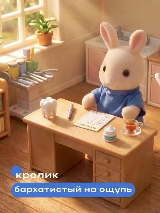 Sylvanian Families Игровой набор доктора "Кролик-стоматолог", бежевый, фото 5