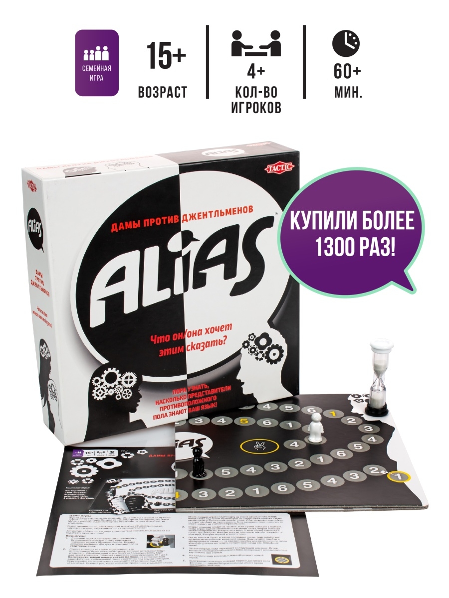 Настольная игра Alias /Алиас/Элиас Дамы Против Джентльменов для компании /  вечеринок, для всей семьи Tactic Games 4076533 купить в интернет-магазине  Wildberries