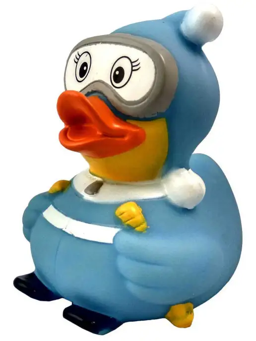 Funny Ducks Игрушка для ванной, сувенир Уточка лыжница в голубом, голубой, фото 5