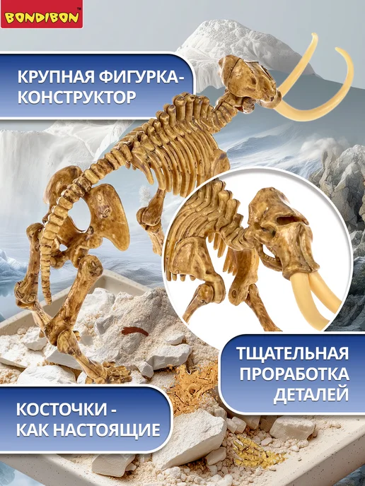 Bondibon Раскопки для детей Мамонт 3D скелет, белый, фото 5