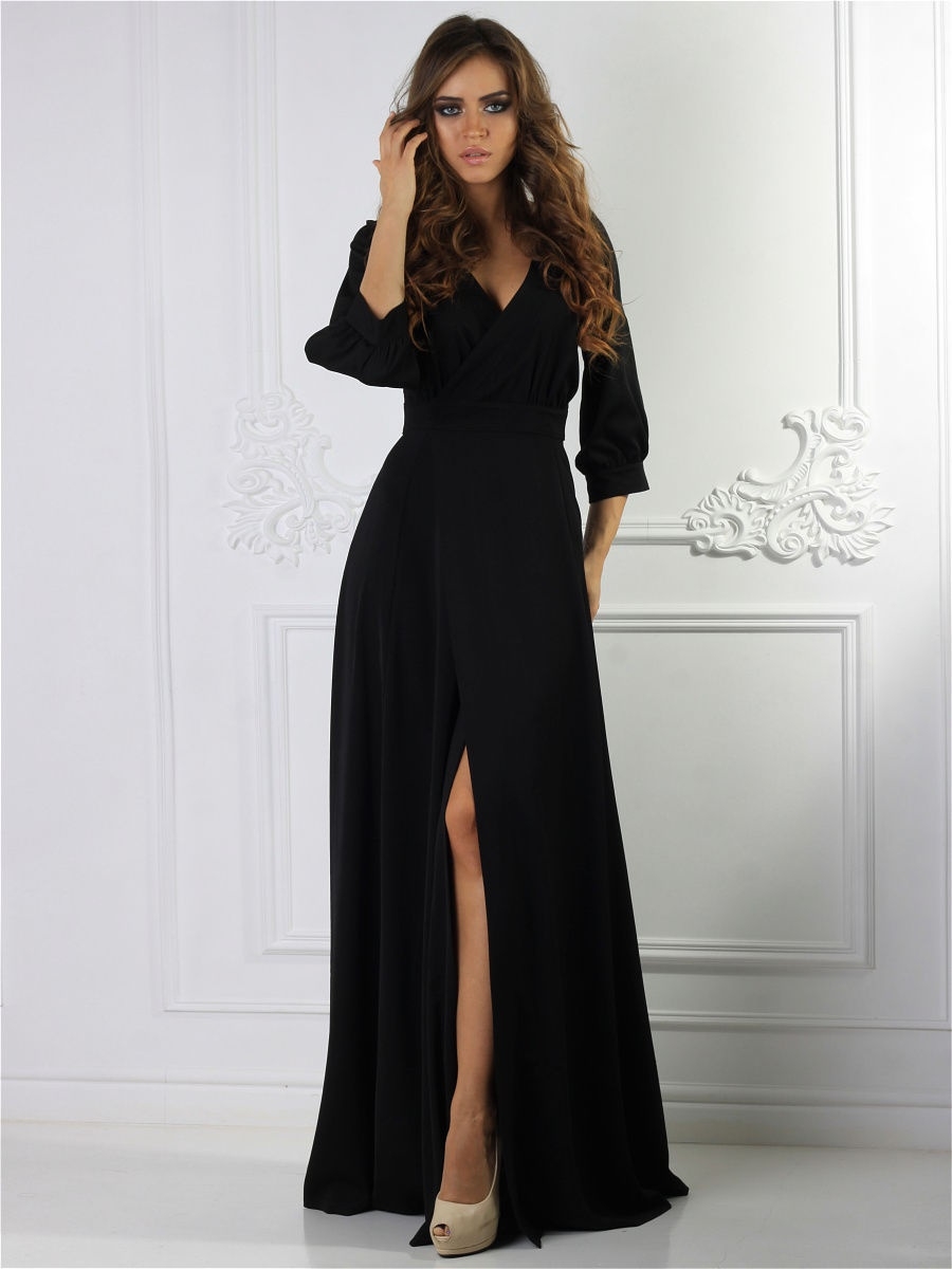 Длинное черное длинное платье вечернее