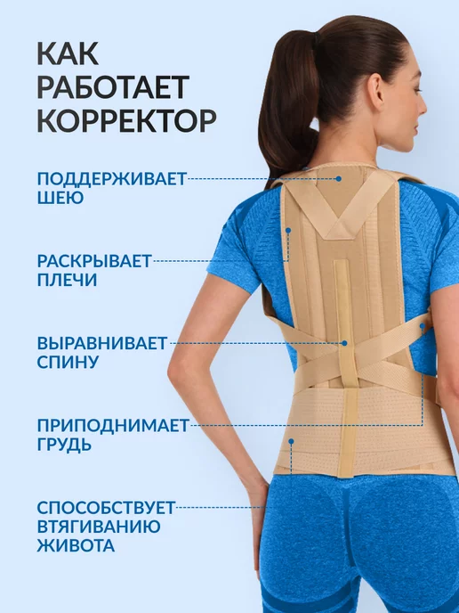 Timed Корсет ортопедический усиленный корректор осанки, бежевый, фото 6