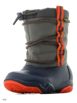 Сапоги детские утепленные Swiftwater Boot CROCS. Цвет серый, синий. Вид 1.