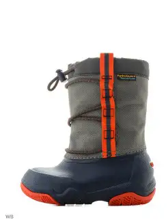Сапоги детские утепленные Swiftwater Boot CROCS. Цвет серый, синий. Вид 2.