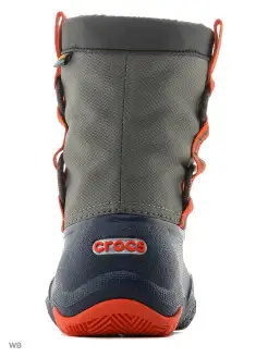 Сапоги детские утепленные Swiftwater Boot CROCS. Цвет серый, синий. Вид 4.