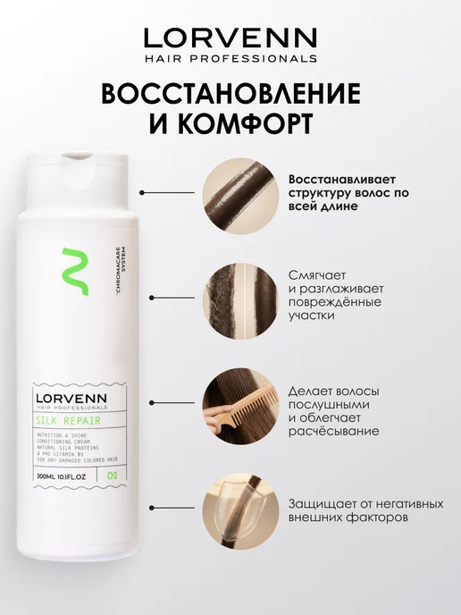Lorvenn Кондиционер для сухих, поврежденных, окрашенных волос, 300 мл, фото 4
