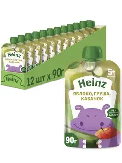 Фруктово-овощное пюре яблоко+груша+кабачок,5 мес,90г,12шт Heinz 4668802 купить за 415 ₽ в интернет-магазине Wildberries