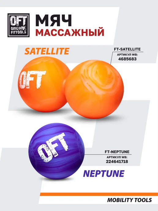 ORIGINAL FITTOOLS Мяч массажный для МФР двойной, оранжевый, фото 7