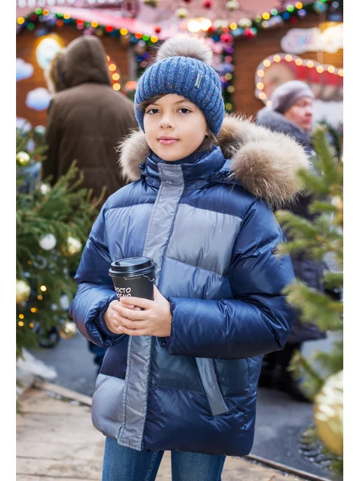 AVIVA kids Пуховик, синий, фото 2