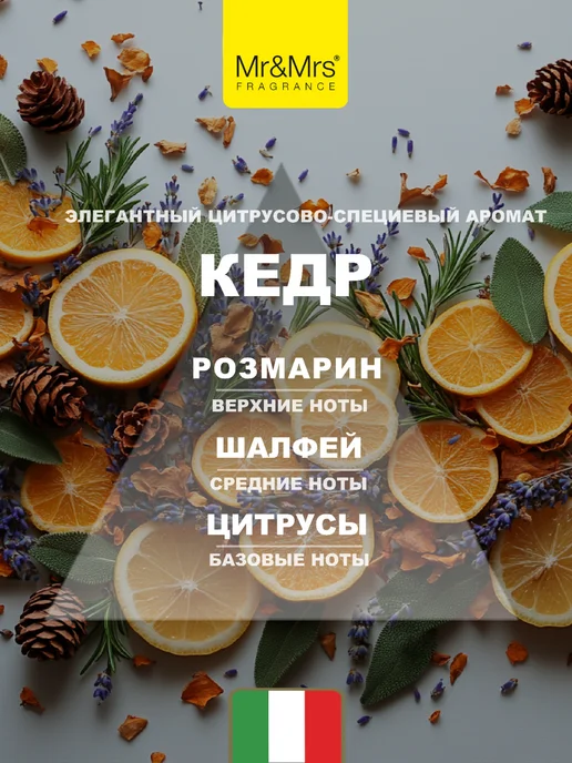 Mr&Mrs Fragrance Ароматизатор в машину Cesare Кедр Cedar Wood, черный, фото 2