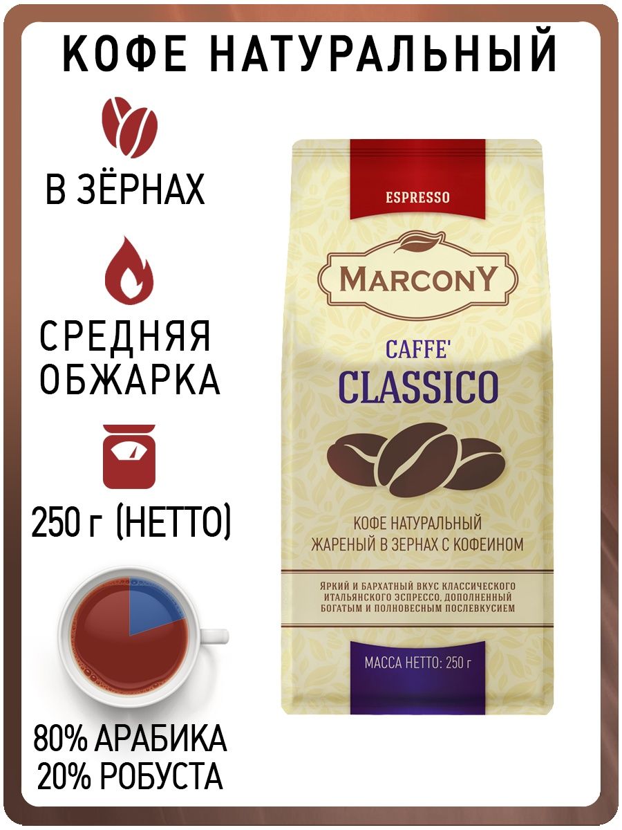 Кофе натуральный intenso classico зерновой 500 г