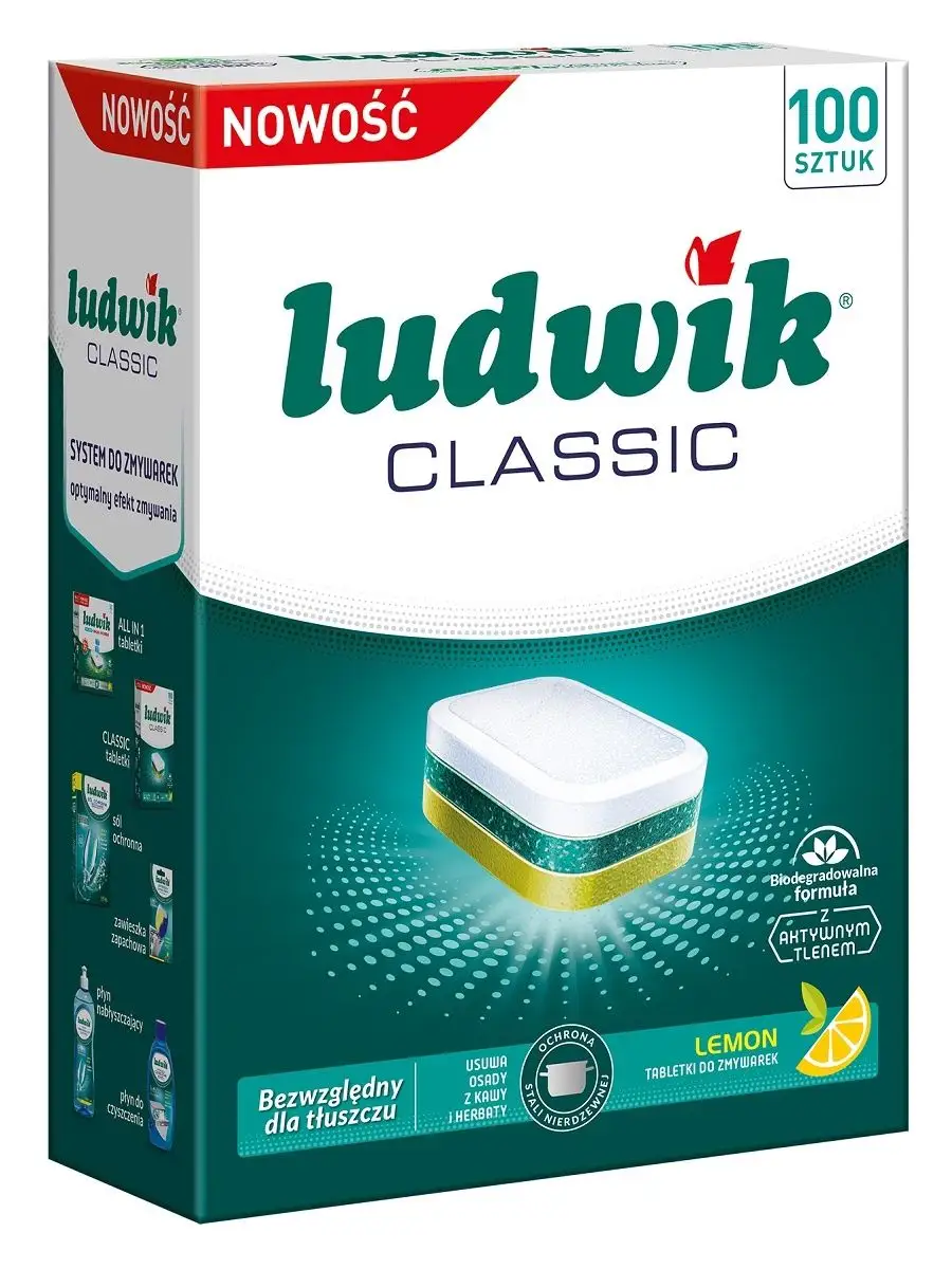 Таблетки для посудомоечных машин Classic, 100шт. (1,8 кг) Ludwik 4830405  купить в интернет-магазине Wildberries