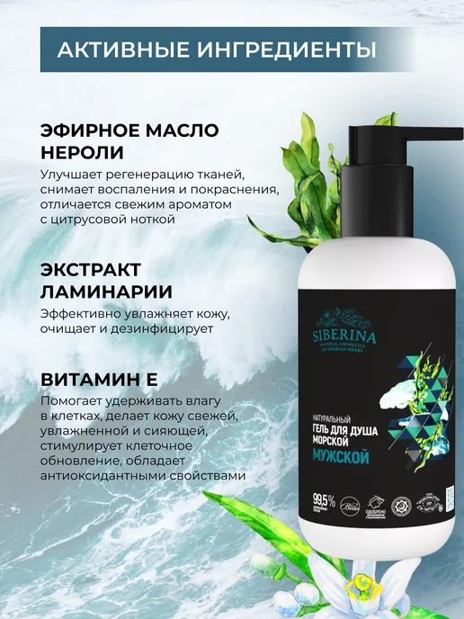 SIBERINA Гель для душа мужской увлажняющий, 200 мл, фото 4