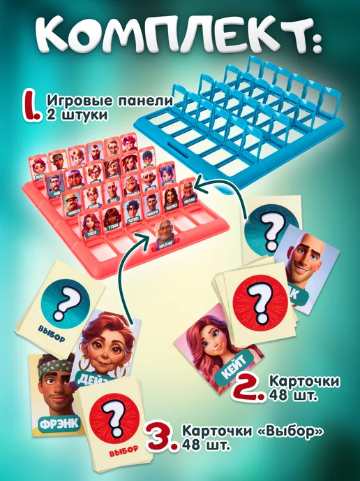 DREAM MAKERS Настольная игра для детей Угадай Кто, синий, фото 5