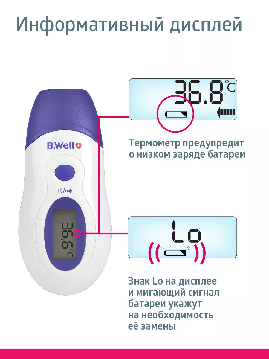 Термометр B.Well инфракрасный WF-1000 2в1: лобный/ушной