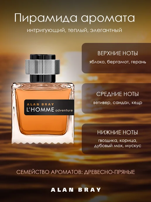 Alan Bray Туалетная вода мужская стойкая L'HOMME Adventure 100 мл, 100 мл, фото 2