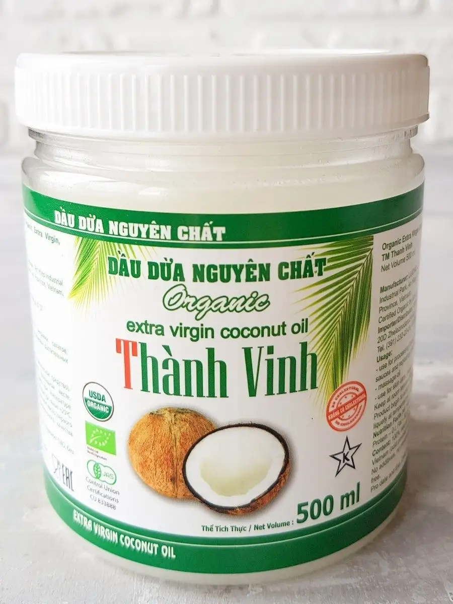 Кокосовое масло нерафинированное Organic Extra Virgin 500 ml Thanh Vinh  5009864 купить за 646 ₽ в интернет-магазине Wildberries