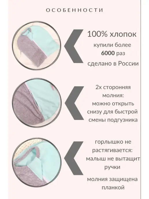 СуперМаМкет Пеленка кокон на молнии, голубой, фото 4