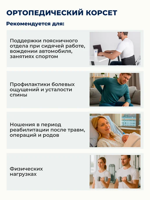 Комф-Орт Корсет для спины ортопедический поясничный от боли, черный, фото 8