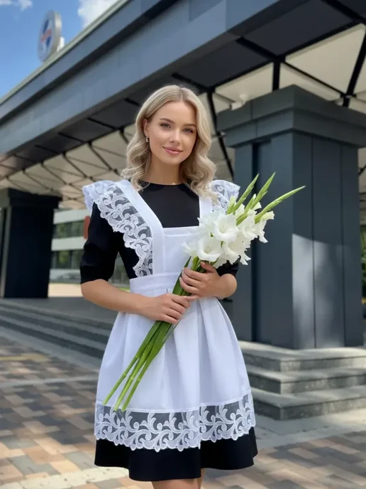 ПКФ Успех Школьный фартук на последний звонок 1 сентября, белый, фото 6