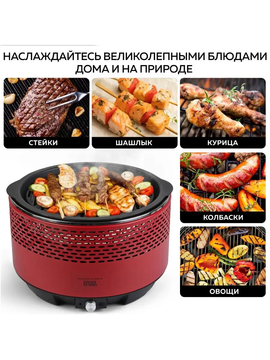 Переносной угольный гриль GF-770 Grill-Barbecue GFgril 5394554 купить в  интернет-магазине Wildberries